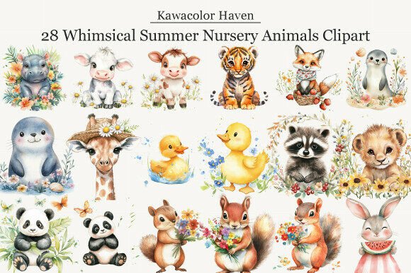 Download Whimsical Summer Nursery Animals Clipart - Nursery Collection
