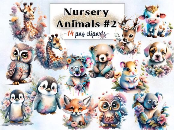 Download Nursery Animals #2 Sublimation Clipart - Nursery Collection