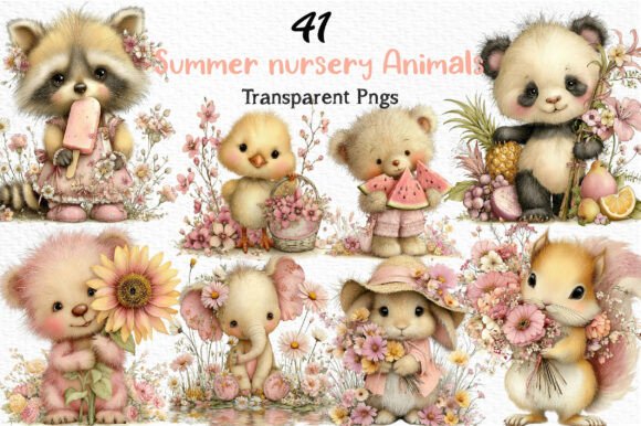 Download Whimsical Summer Nursery Animals Clipart - Nursery Collection