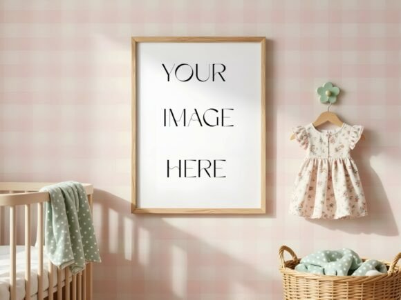 Download Pink Gingham Nursery Frame Mockup - Nursery Collection