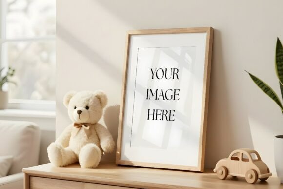 Download Nursery Frame Mockup with Teddy Bear - Nursery Collection