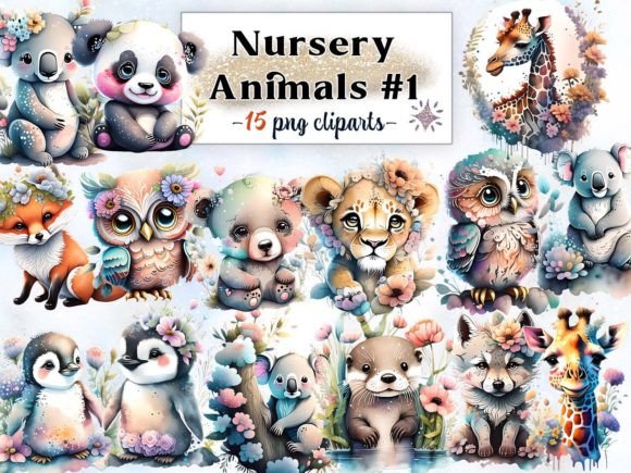 Download Nursery Animals #1 Sublimation Clipart - Nursery Collection