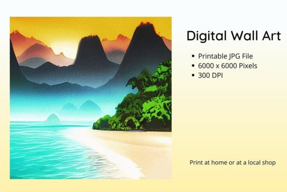 Download Digital Wall Art-Abstract Tropical Scene - Premium Resources