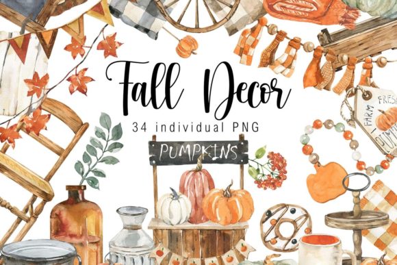 Download Watercolor Fall Decor Clipart - Fall decor clipart Collection