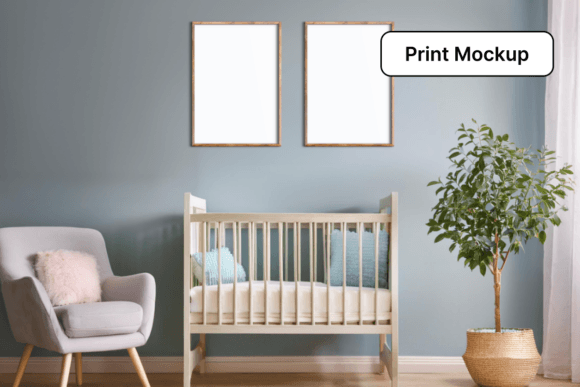 Download 2 Prints Nursery Room Mockup PSD - Nursery Collection