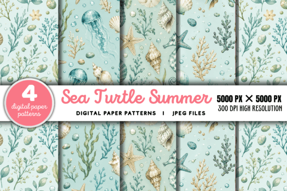 Download Turtle Summer Scrapbook Paper - Summer scrapbook paper Collection