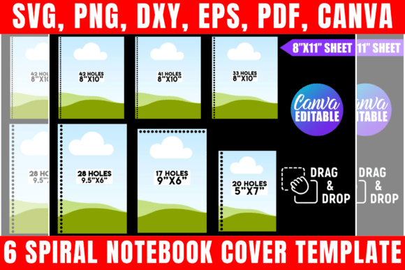 Download 6 Spiral Notebook Cover Template Bundle - Template Collection