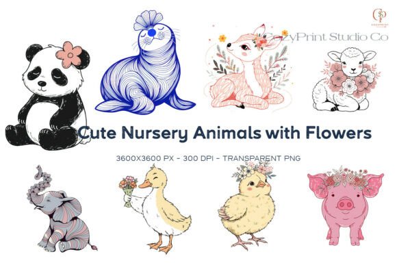 Download Nursery Animals Flowers Clipart Bundle - Nursery Collection